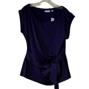 New York & Company Stretch Dress Blouse w/Tie - Purple - Medium